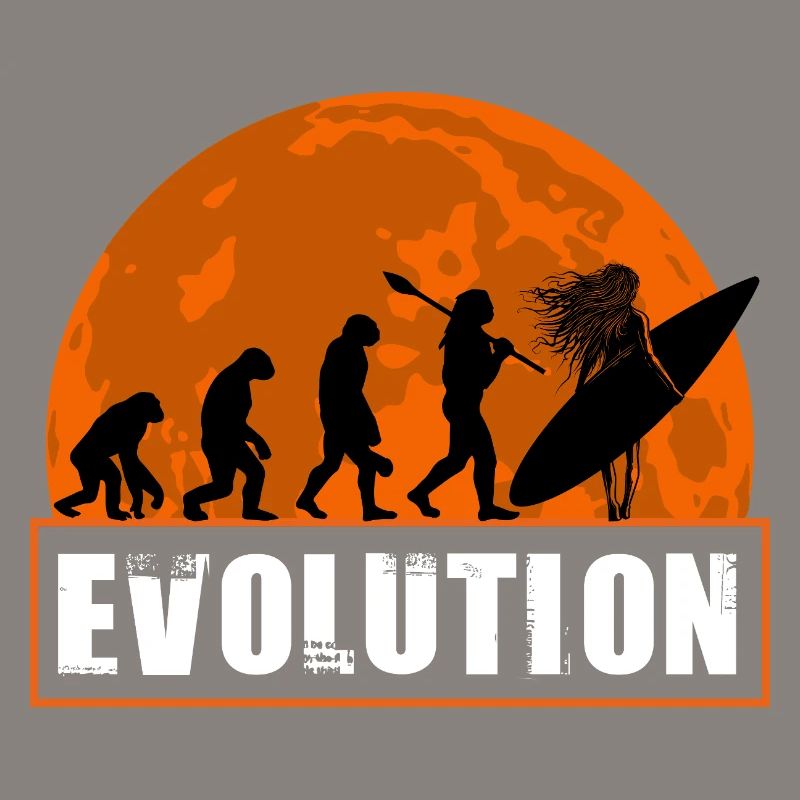 Évolution de la silhouette vintage du coucher de soleil surf