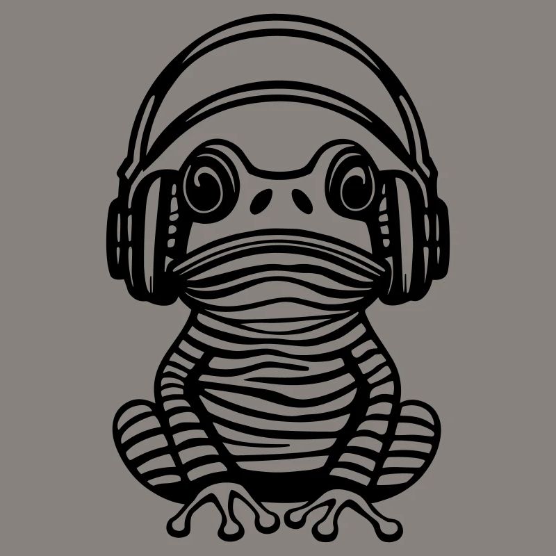 Frosch mit Kopfhörern