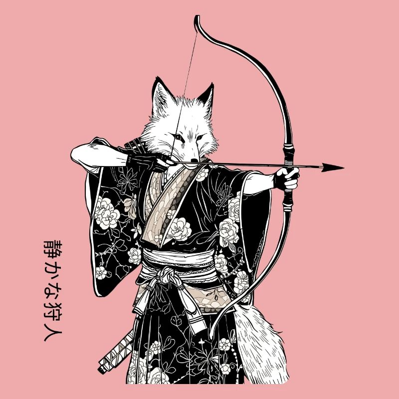 Samurai Fuchs mit Bogen – Ukiyo-e Japan Art
