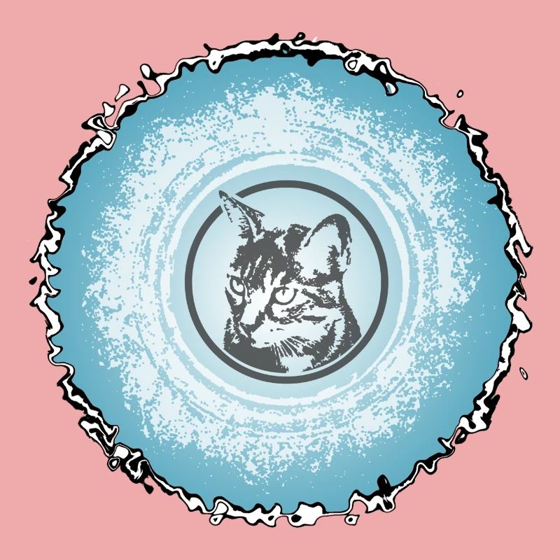 Cat Circle Blue Silhouette