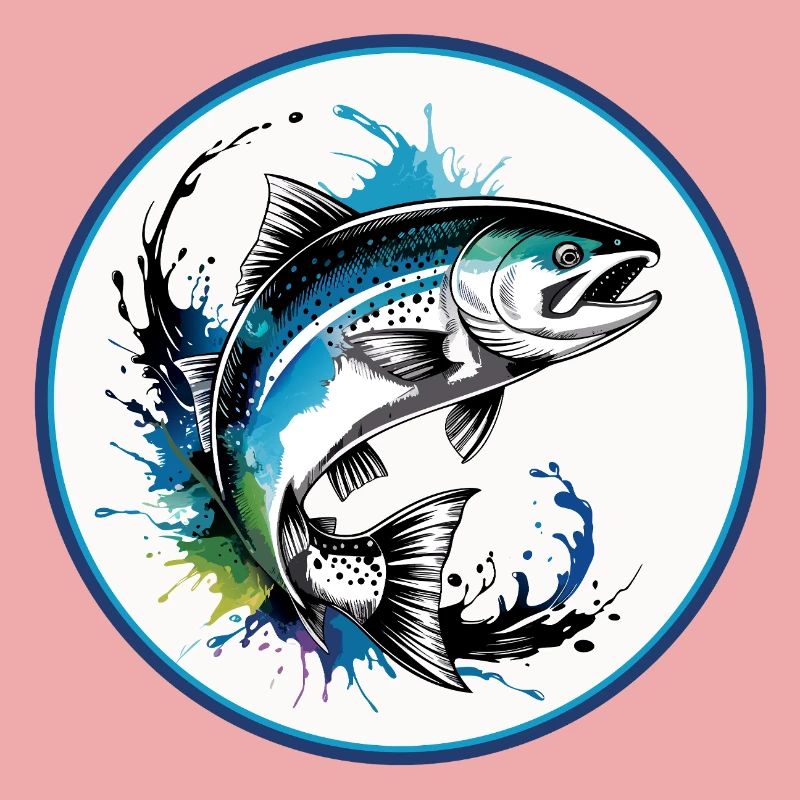 Springender Lachs