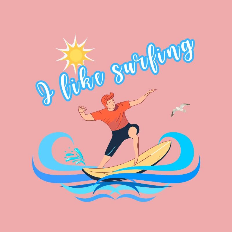 J’aime le surf – Design de plage d’été