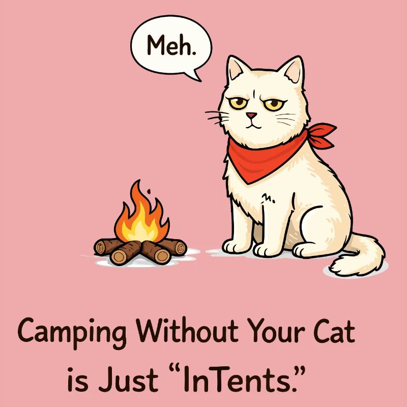 InTent Cat Camping Wortspieldesign