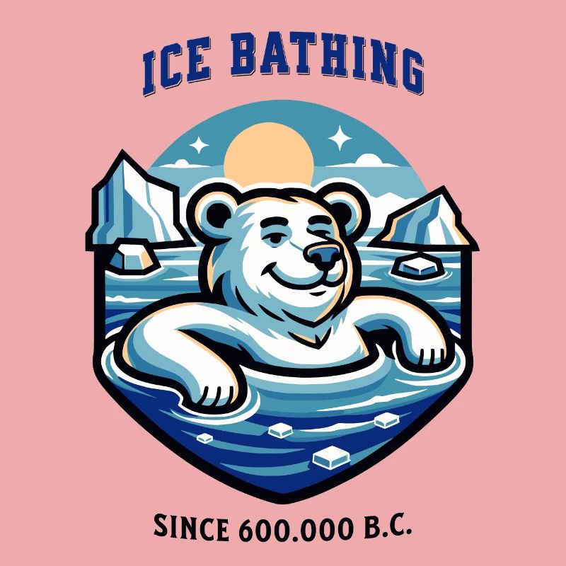 relaxter Eisbär beim Eisbaden lustiger Spruch