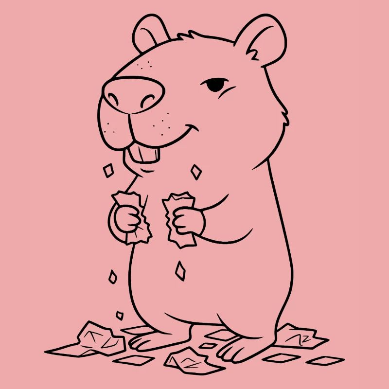 Capybara mange ses devoirs