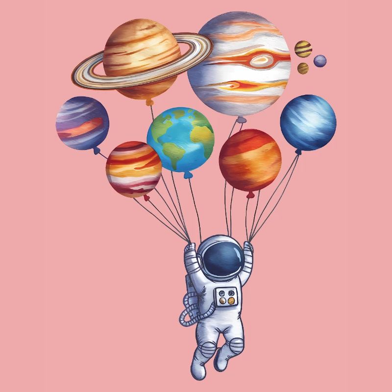 Astronaut Exploring Colorful Planets