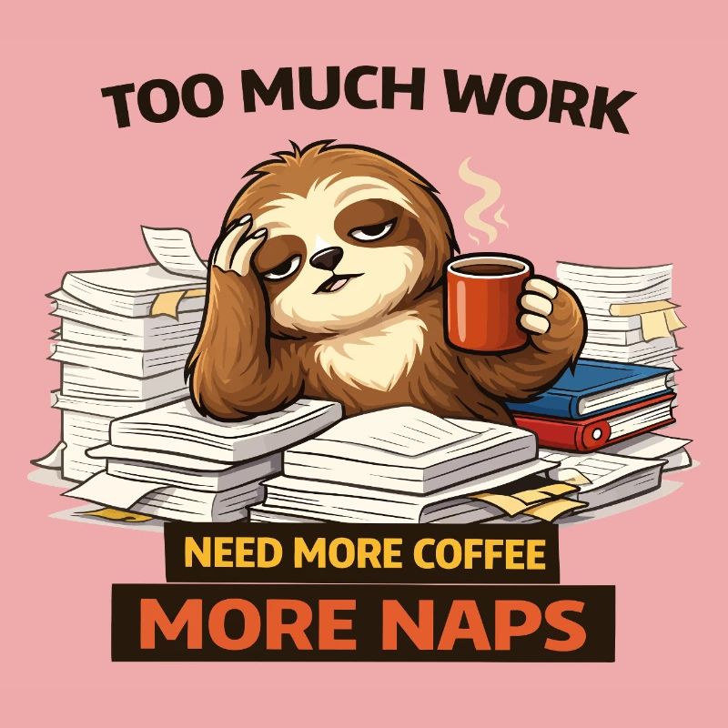 Too Much Work Sloth Coffee Naps