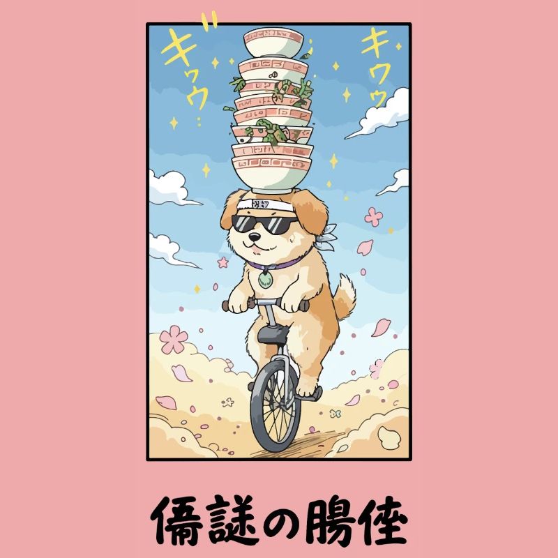 Noodle Stack Pup on Unicycle