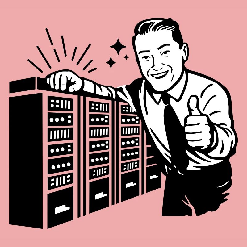 Retro IT-Admin lächelt – Vintage Tech Support