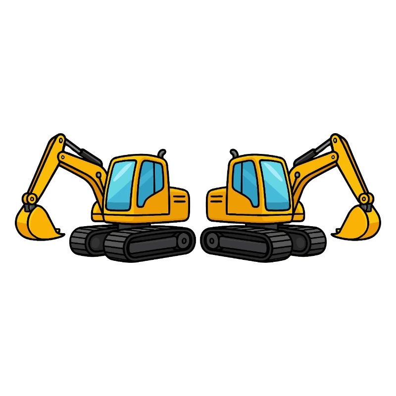 Silhouette de machine de construction double