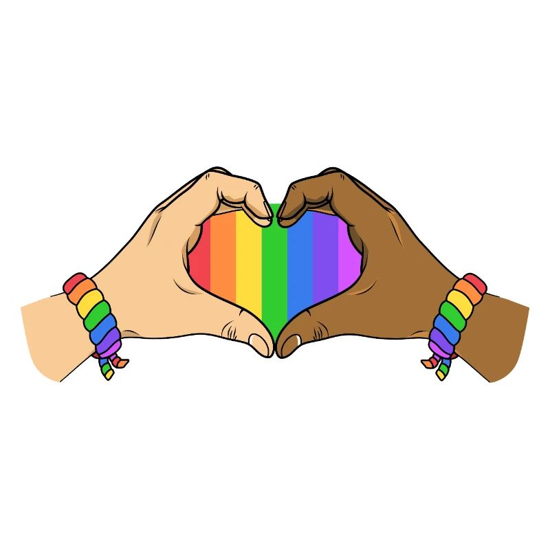 Pride Heart Hands Unity Rainbow Love Support Art