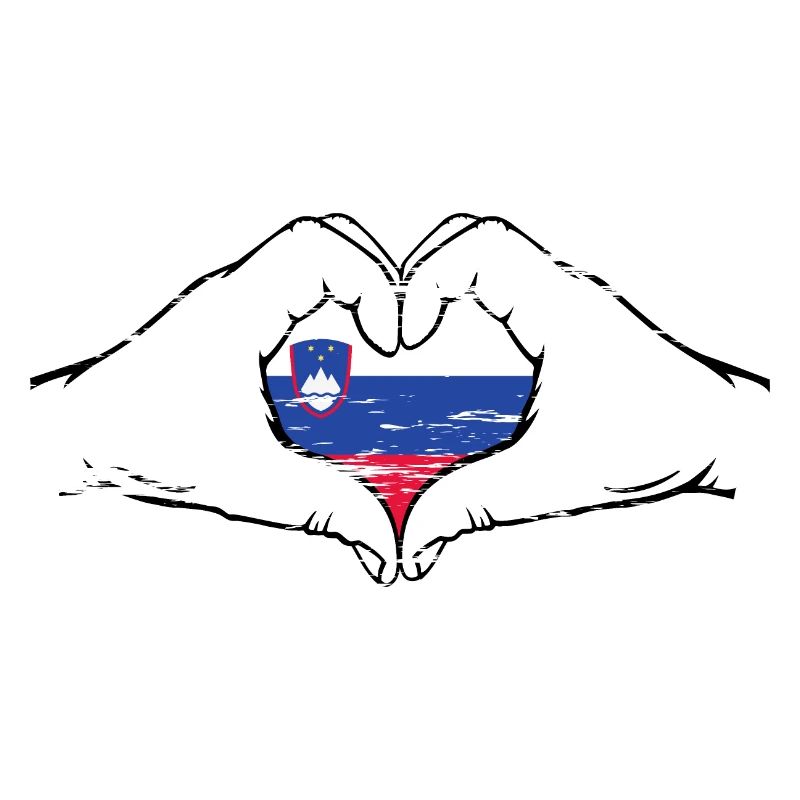 Drapeau de la Slovénie en forme de coeur utilisé