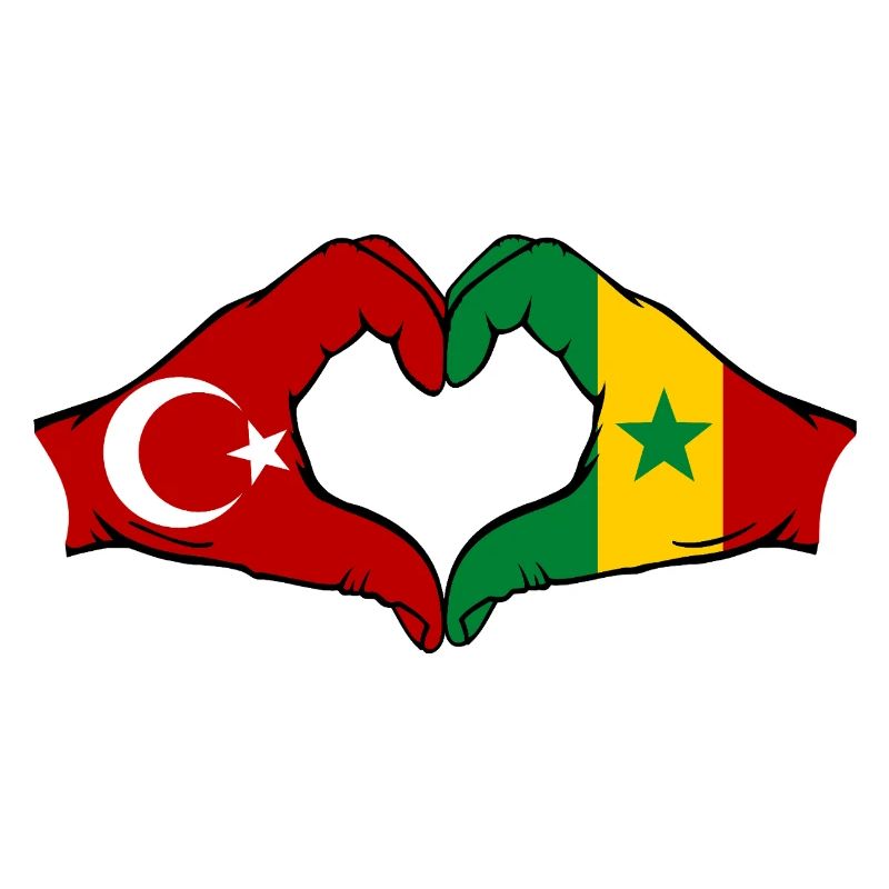 Turkey Senegal Flag Hands Heart Shape