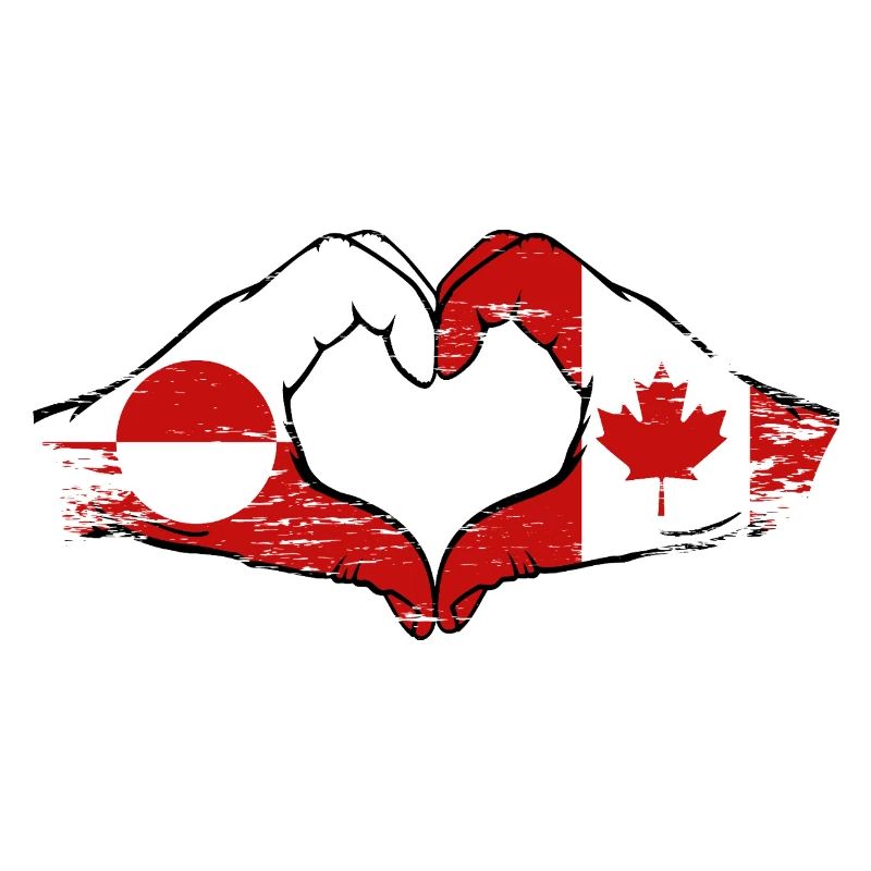 Mains du drapeau du Groenland, Canada, forme de cœur utilisée