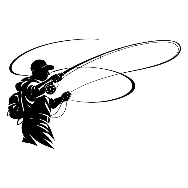 Silhouette de pêche à la mouche – Conception du pêcheur
