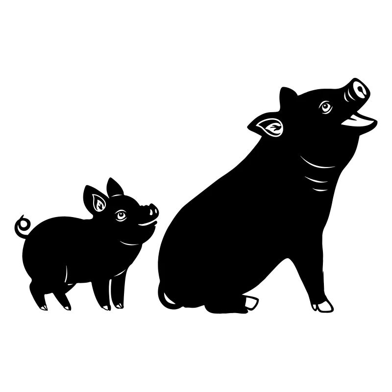 Mutterschwein mit Ferkelschattenbild