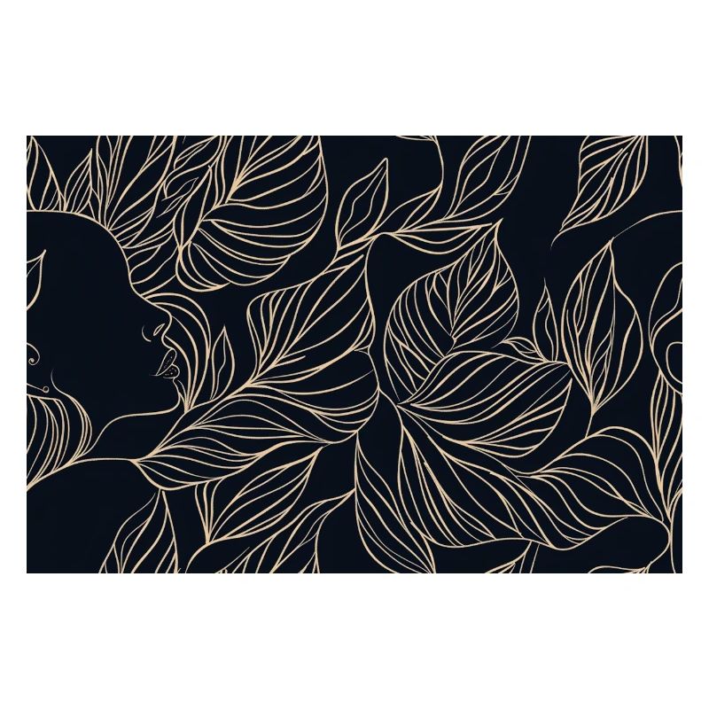 Golden Leaf Face Silhouette