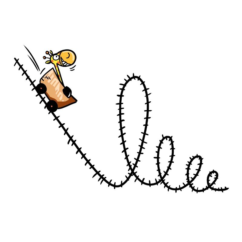 Giraffe rides a roller coaster - Louping - Park