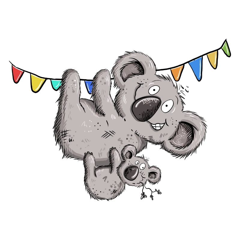 Drôle d’ours koala avec douche de bébé koala