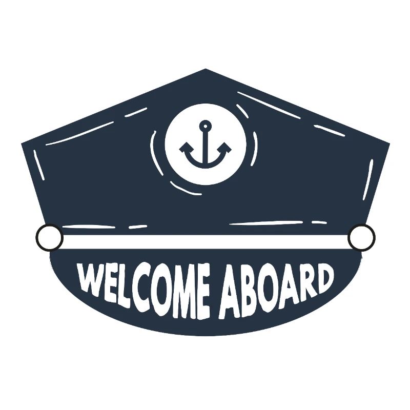 Nautic Design Welcome Aboard Anchor Patch Cap Navy