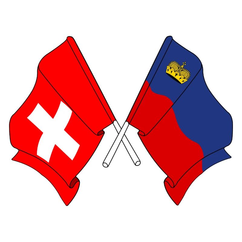 Drapeau de la Suisse et drapeau du Liechtenstein