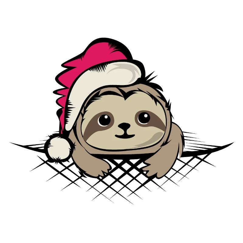 Santa Claus Sloth Hat Comic Funny Cartoon