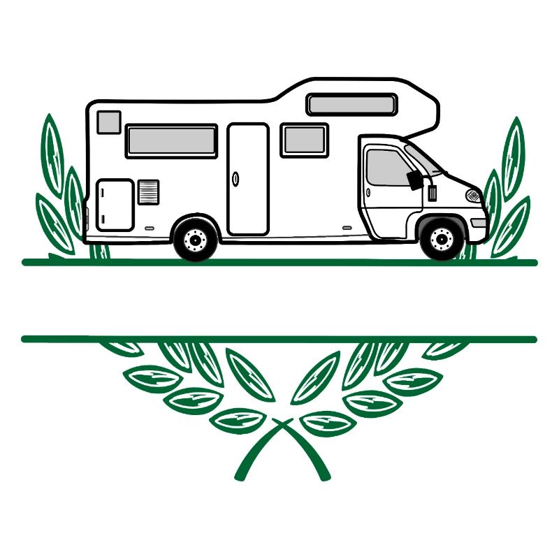 Camper im Kranz mit Platz für Text oder Namen