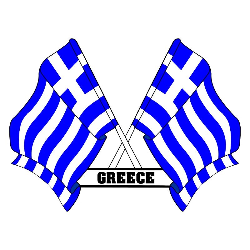 Drapeaux grecs croisés avec texte