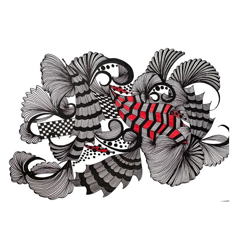 Black White Red Pattern