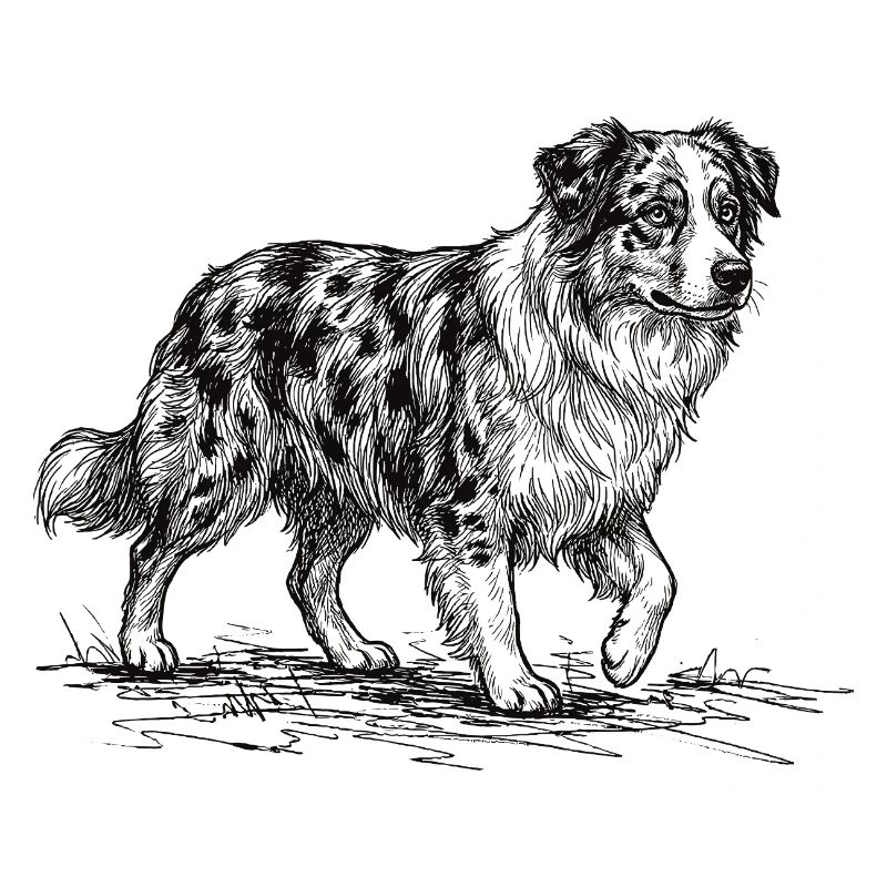 Australian Shepherd Sketch – Dog Design