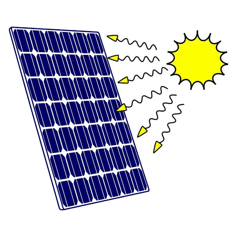 Solar panel with Solar radiation and sun