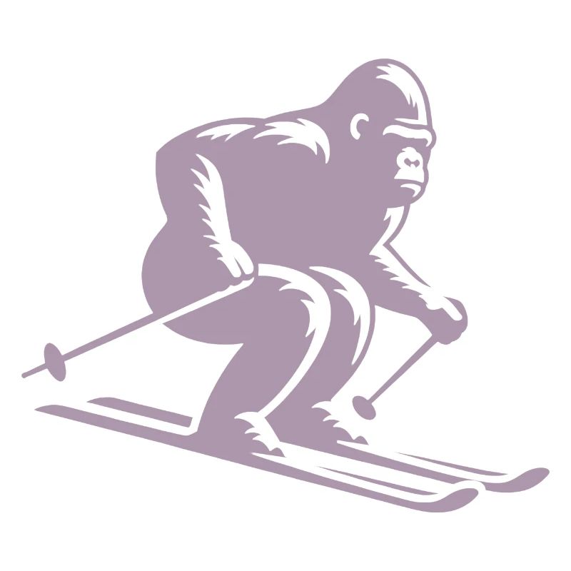Monkey Gorilla Chimpanzee Ski Silhouette Design