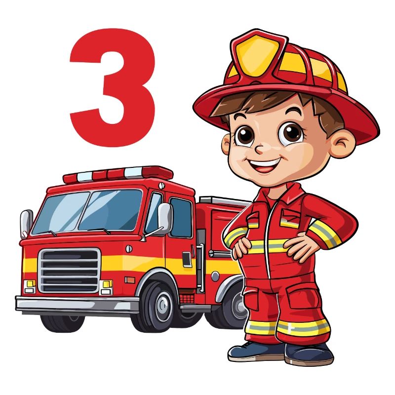 Fire Truck 3 Birthday Firefighter Firefighter