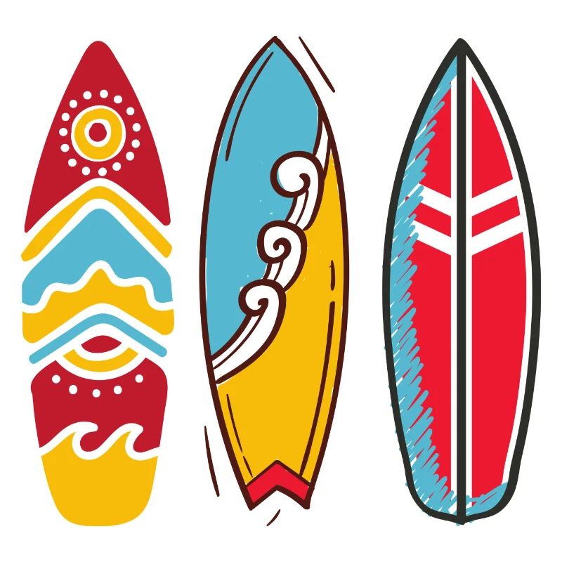 Three pop art surf boards