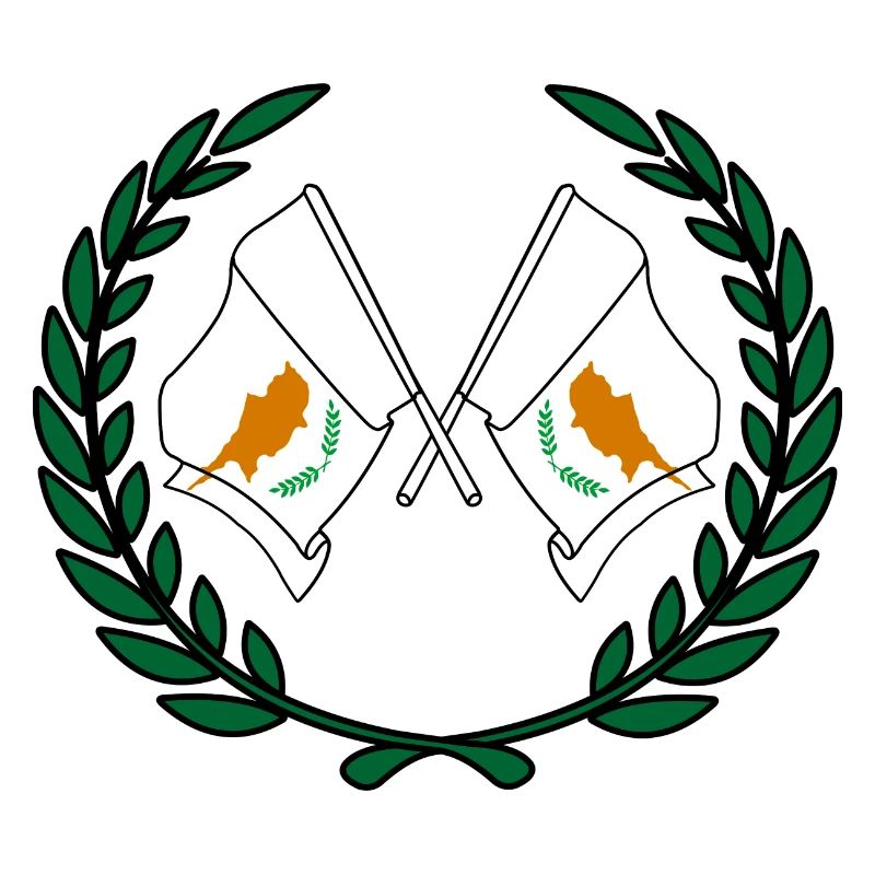 Drapeaux chypre en couronne de laurier