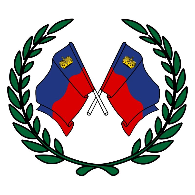 Fahnen Liechtenstein im Lorbeerkranz