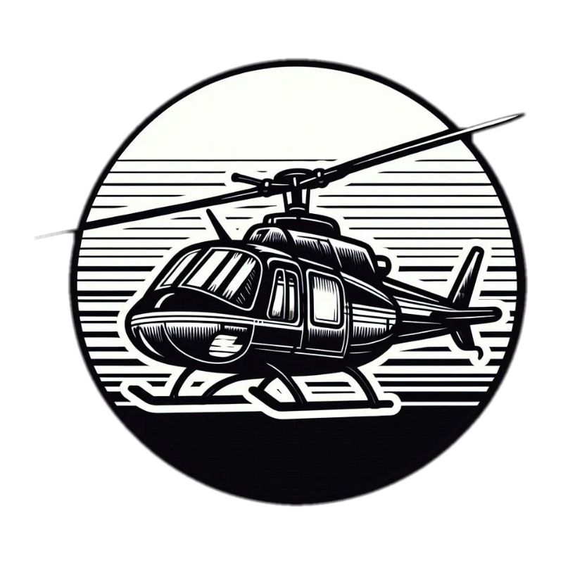 Hélicoptère en noir et blanc