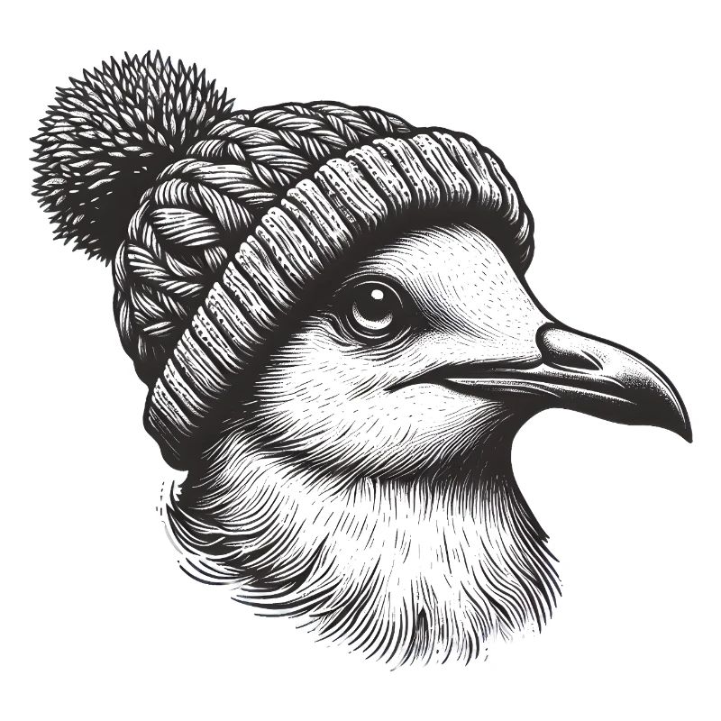 Seagull with bobble hat