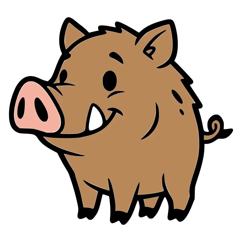 Süßes Wildschwein Comic Glücksbringer