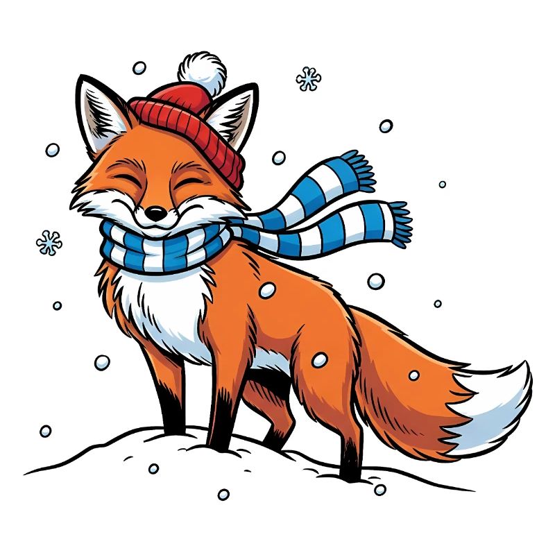 Renard d’hiver avec écharpe