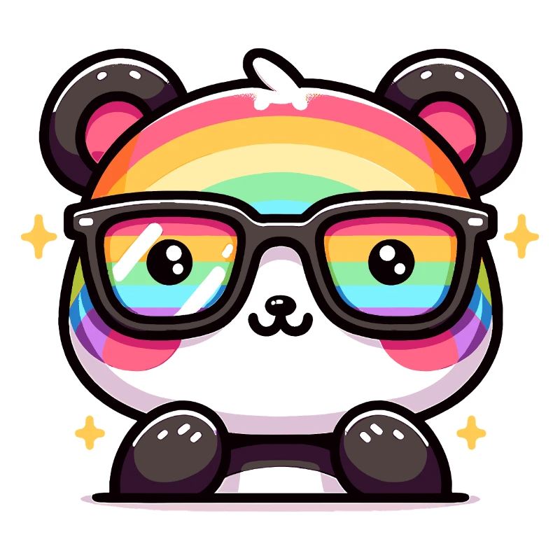Regenbogen Panda mit Sonnenbrille