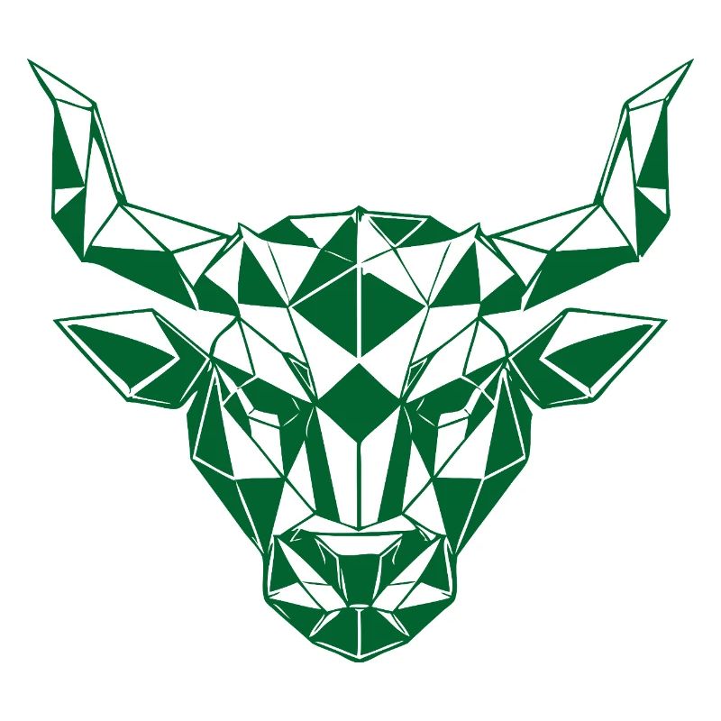 Geometric Bull Head Green Polygon