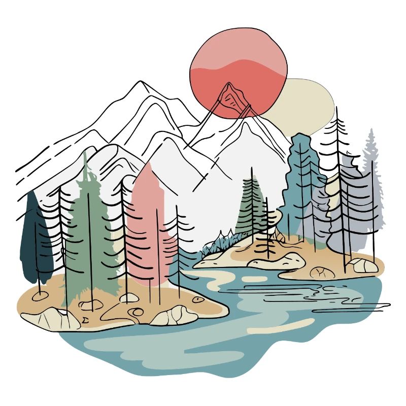 Landscape Mountain Boho Nature Minimalist