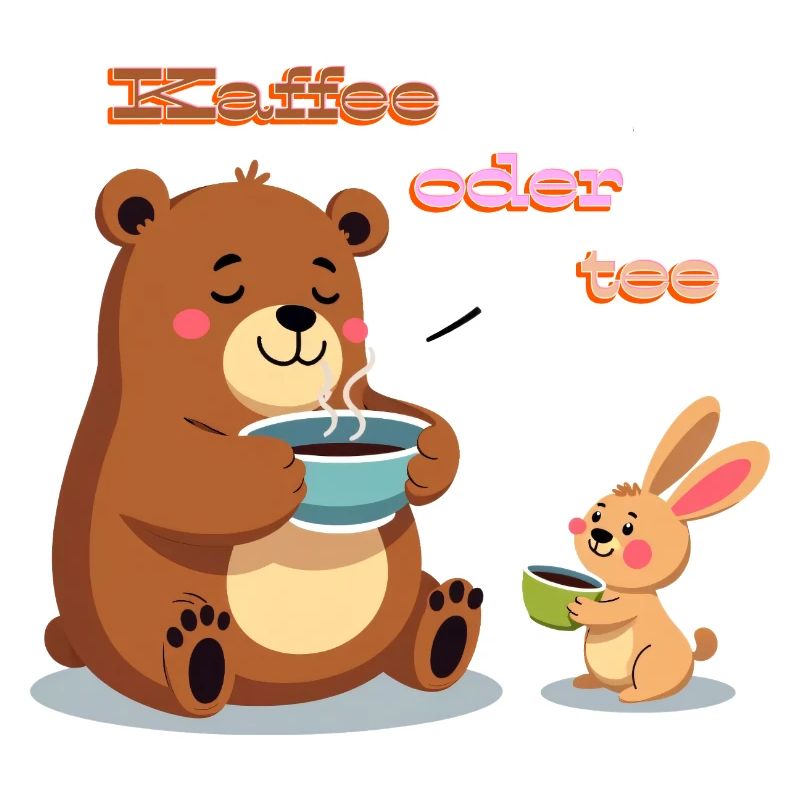 Kaffee oder Tee? Müder Bär und Hase Morgenmuffel