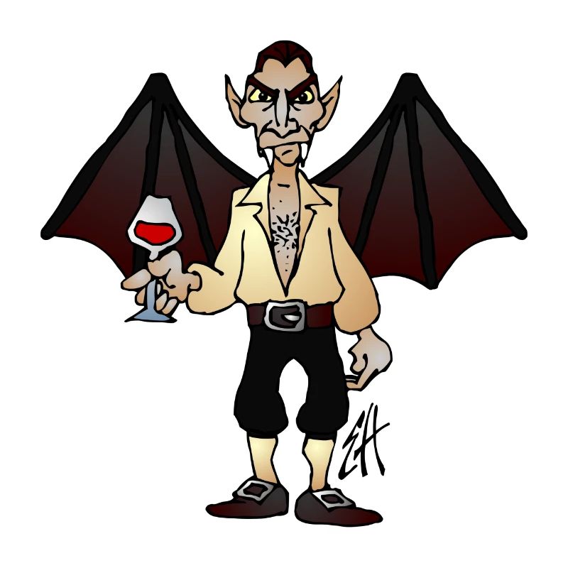 Vampire Dracula with Wine and Bat Wings