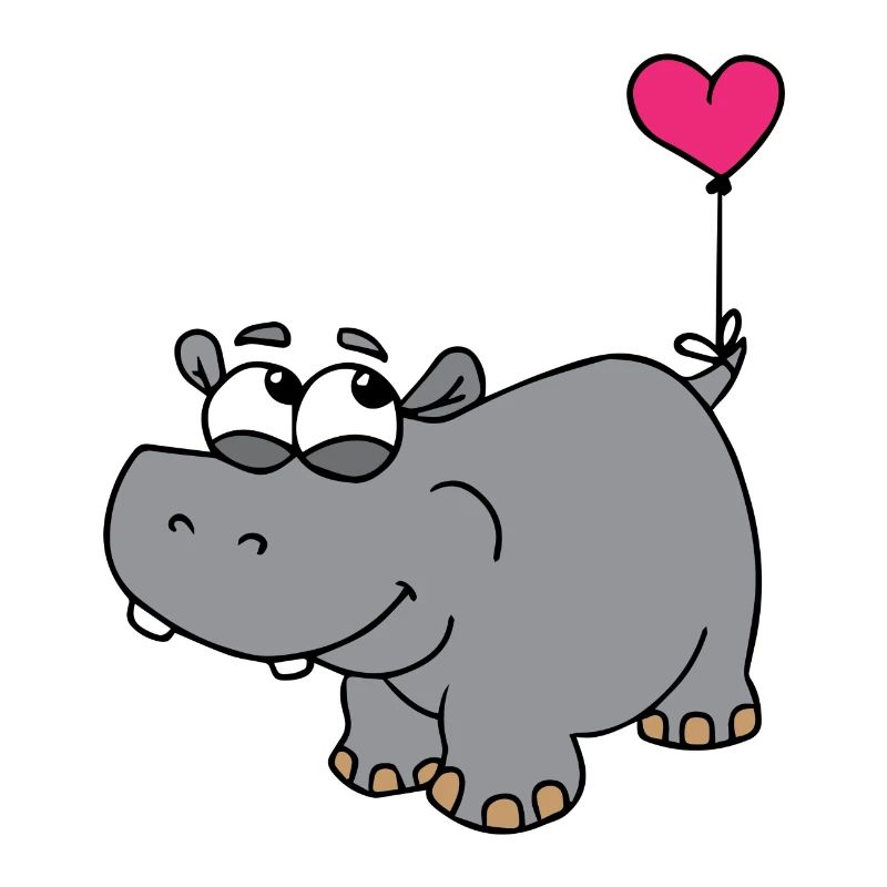 Nilpferd mit Herzballon