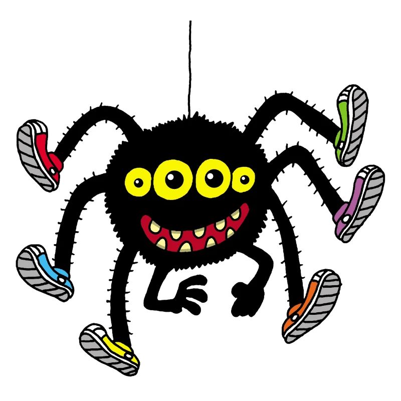 Araignée en chaussures multicolores