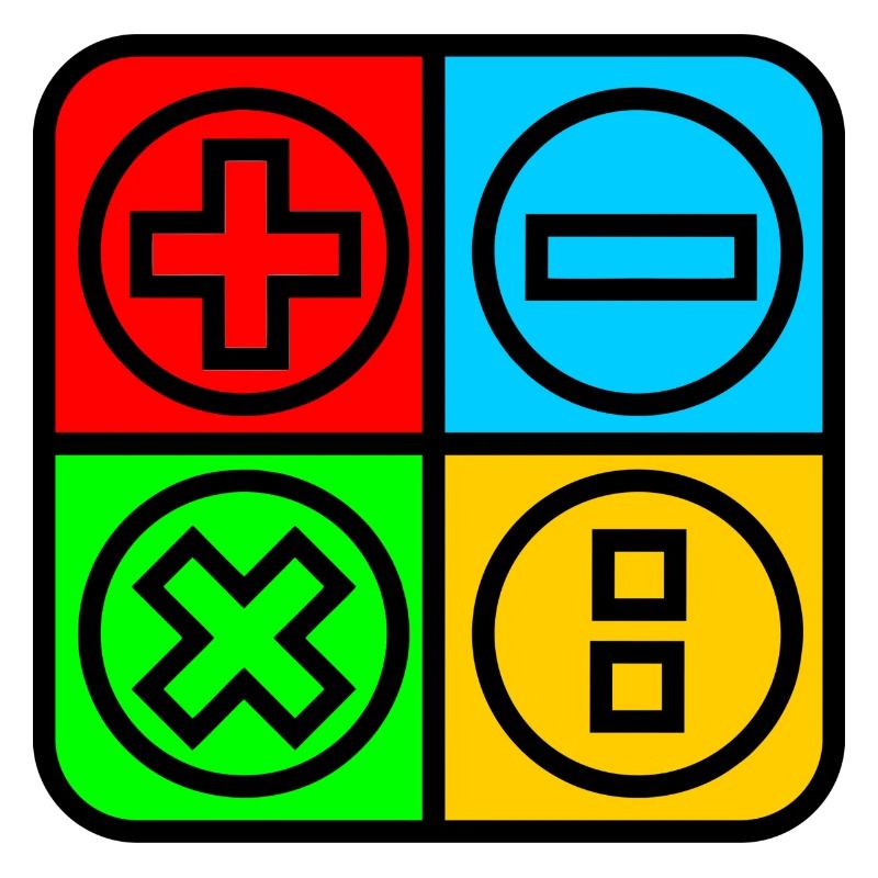 Calculate logo with four emblems color black outlined