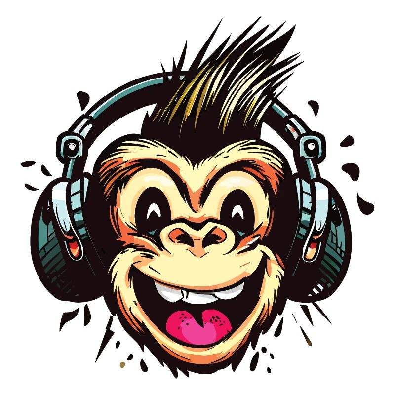 Lustiger DJ Monkey mit Kopfhörern