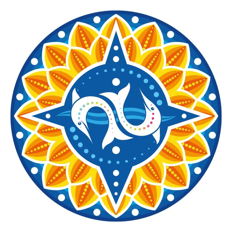 Wind rose dolphins petals waves
